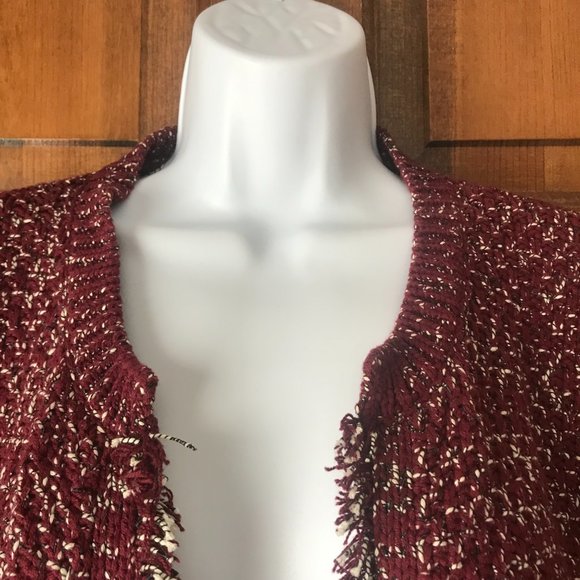 eureka by Christos Garkinos Burgundy Marled Open Jacket X-Large - Picture 3 of 11